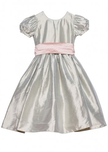 Silk Harriet dress with puff sleeves