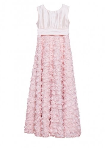 Silk Odette dress with delicate organza rose embroidery